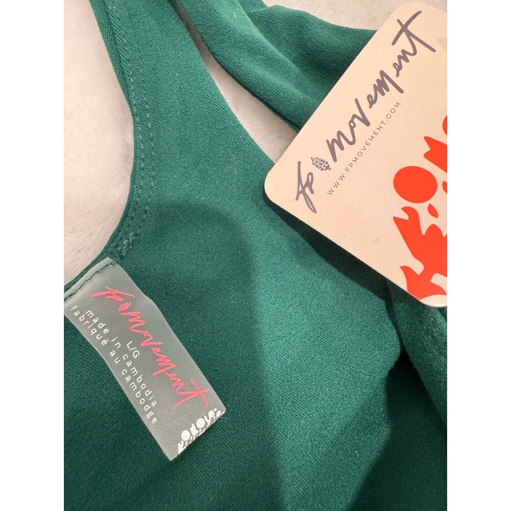 New Free People Movement Women's Size L Never Better Square Neck Bra Green - Picture 3 of 11